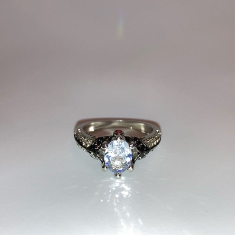 SPARKLY Disney Evil Queen villains inspired sterling silver, oval cut ring